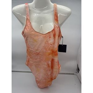 Dixperfect Retro 80s 90s Inspired Orange High‎ Cut Low Back One Piece Swimwear L